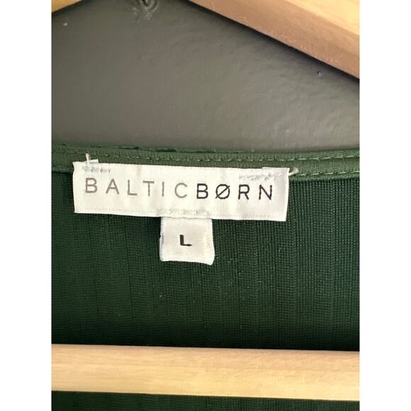 Baltic Born Andi Ribbed Emerald Green Midi Wrap Dress Size Large - Picture 8 of 12